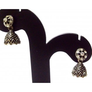 Silver Oxidized Earrings Jhumka Jhumki Jewelry Bollywood Drop Dangle Long EA356